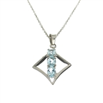 1.79CT Oval Cut 925 Sterling Silver Blue Topaz Pendant with 18" Chain