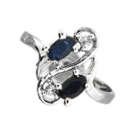 Designer Sebastian 0.60CT Blue Sapphire And Topaz  Platinum Over Sterling Silver Ring